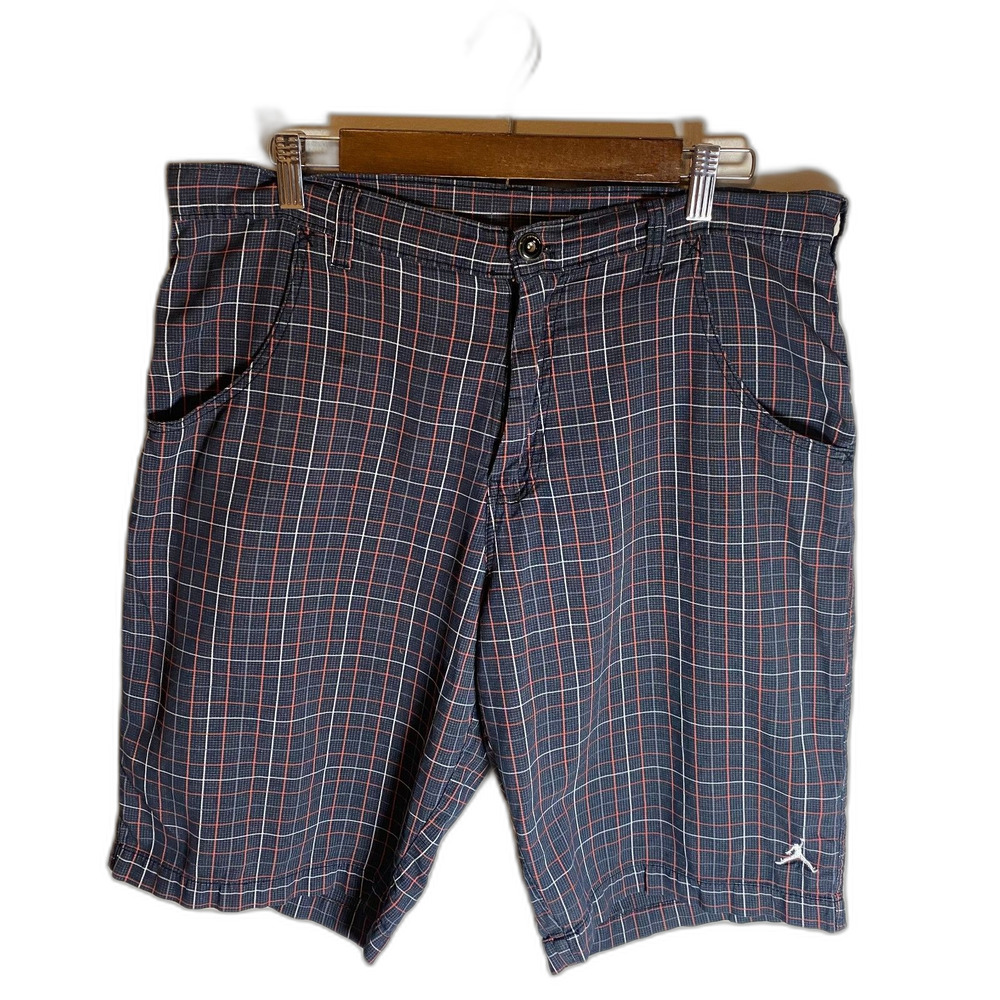 Vintage Air Jordan Shorts Men's Size 34 Blue Plaid Chino Y2K Jumpman